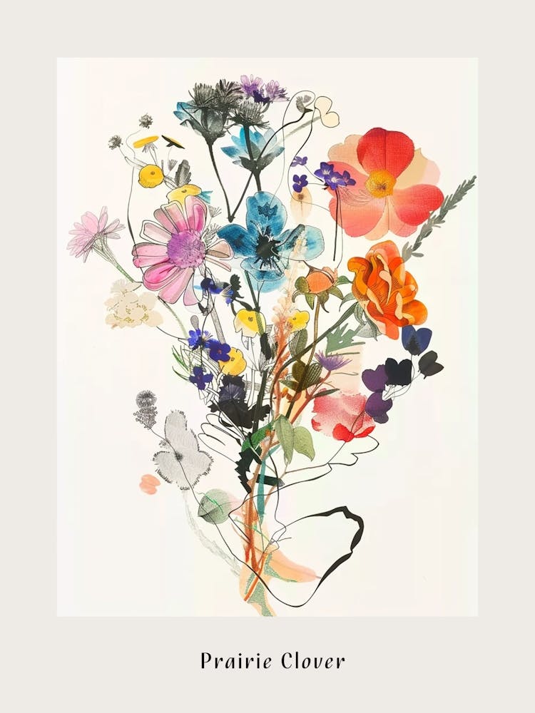 Prairie Clover 2 Collage Flower Bouquet Poster
