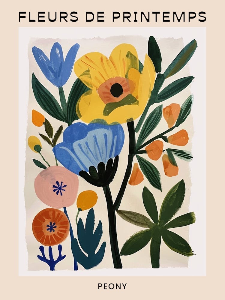 Spring Floral French Poster  Peony 1