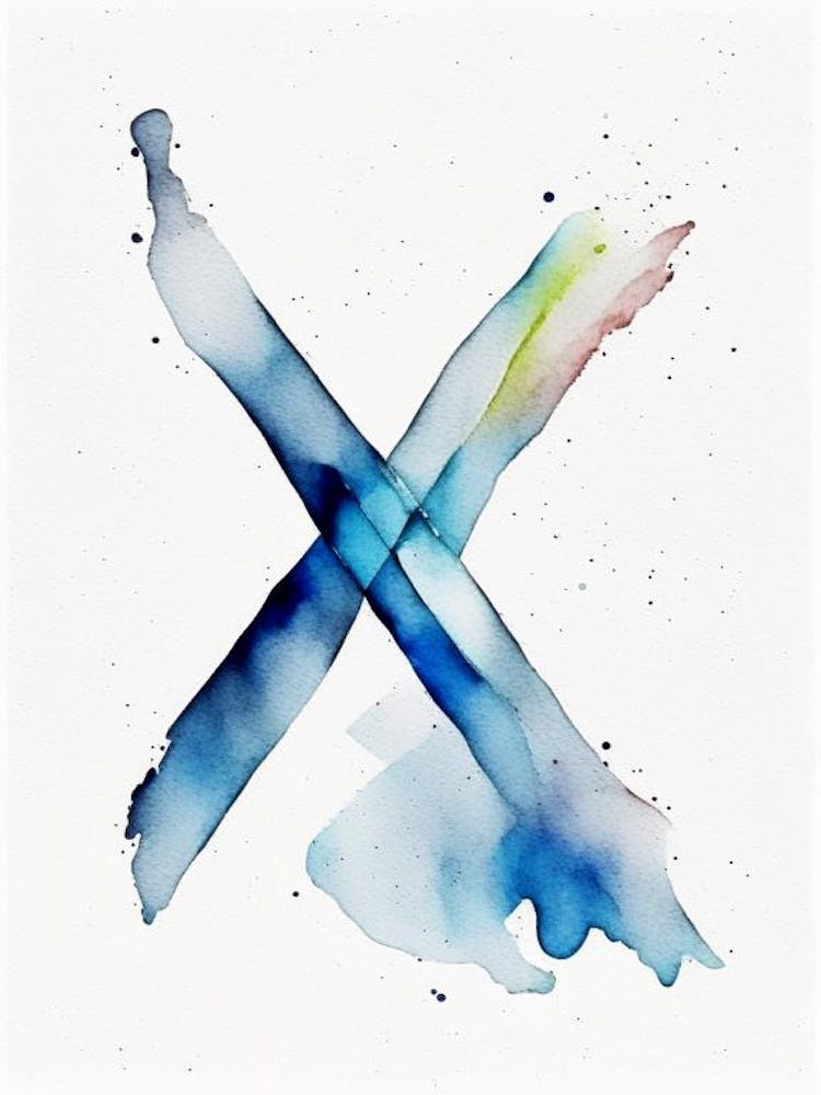 V, Buchstabe, Minimalistisches Aquarell Alphabet 3