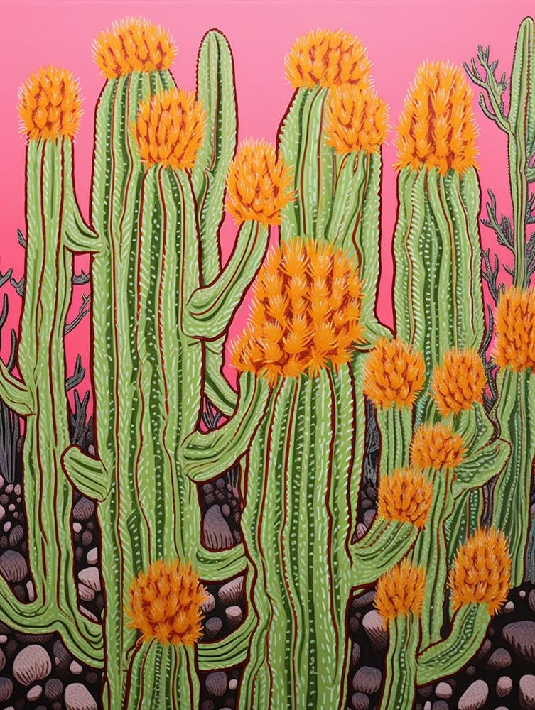 Illustration de Cactus de Style Mexicain Cactus Cierge Laineux 3