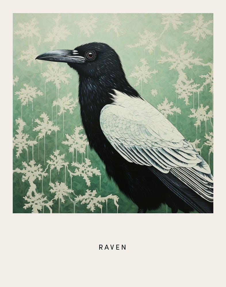 Ohara Koson Inspired Bird Painting Raven 1 Poster