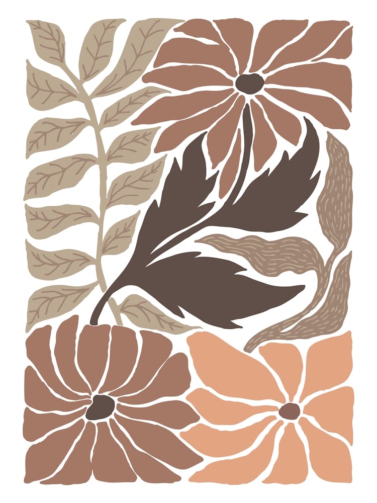 Boho Florals In Beige Tones