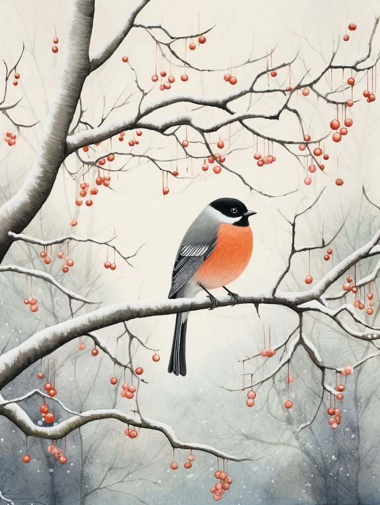 Wintervogelgemälde Kuhstärling 1