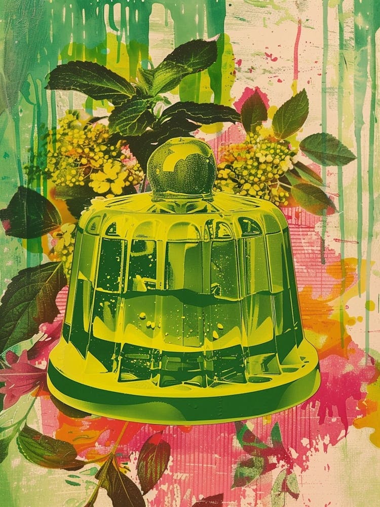 Fruity Lime Green Jelly Retro Collage 3