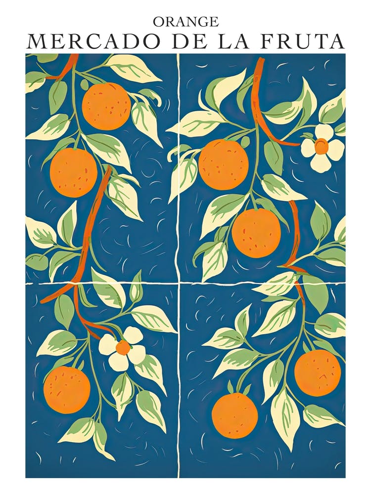 Mercado De La Fruta Orange Illustration 7 Poster
