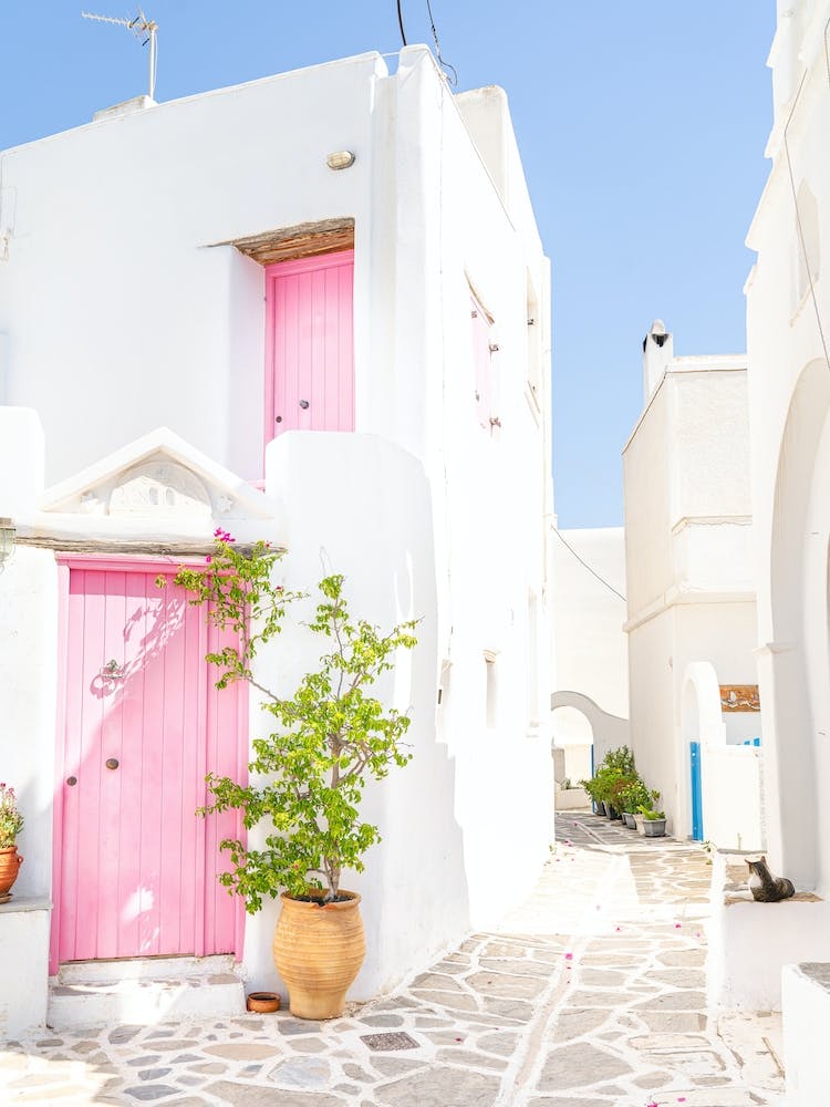 Pink Door In Paros