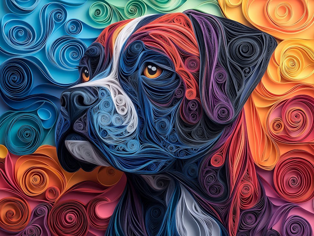 Mastiff Paper Quilling Dog Portrait II