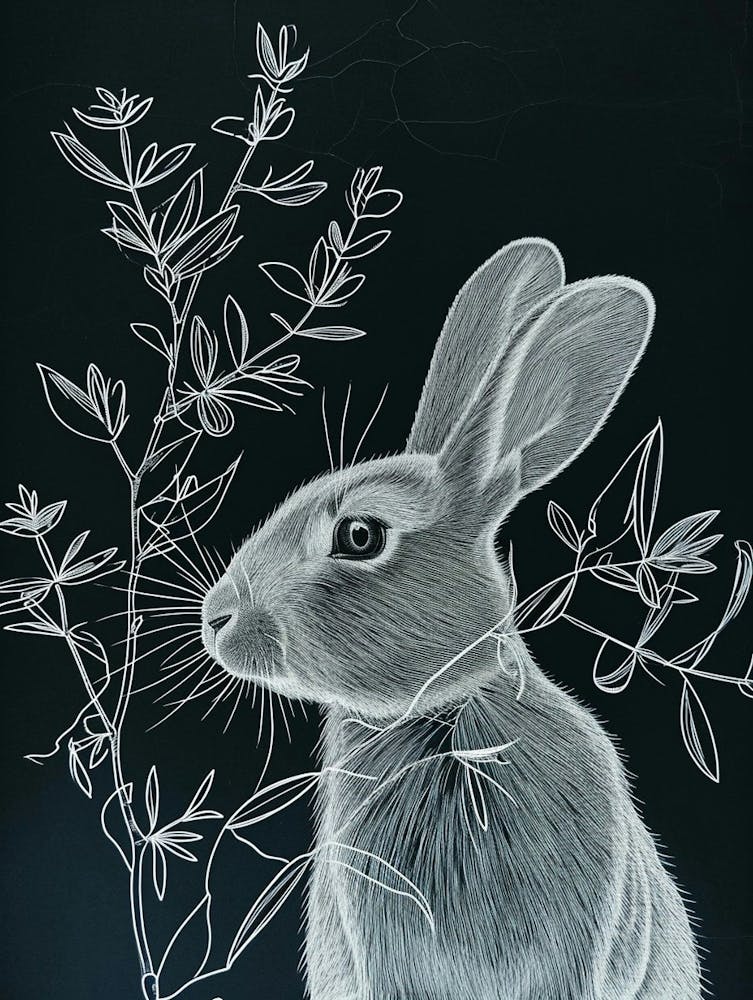 Blanc De Hotot Rabbit Minimalist Illustration 2