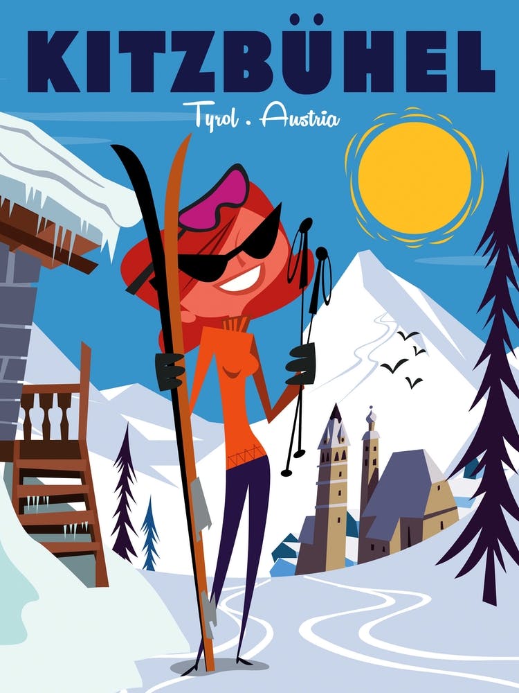 Kitzbuhel Poster Blue & White