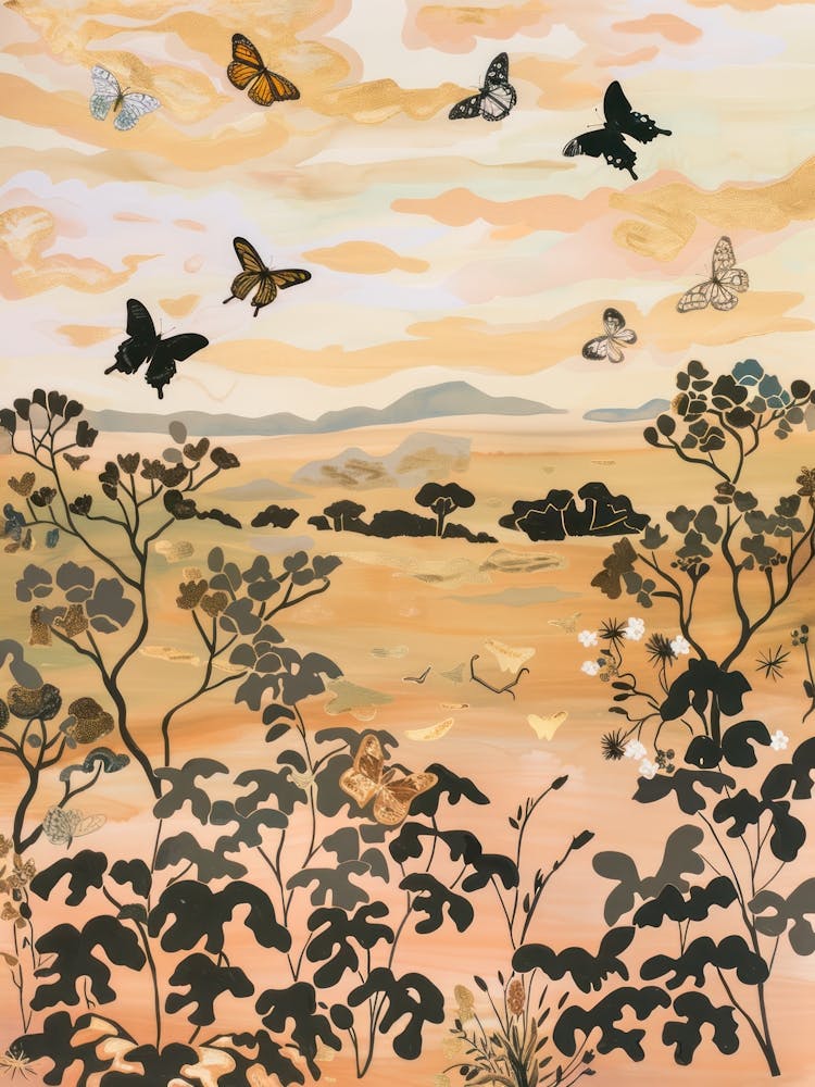 Butterflies Pastels Jungle Illustration 4