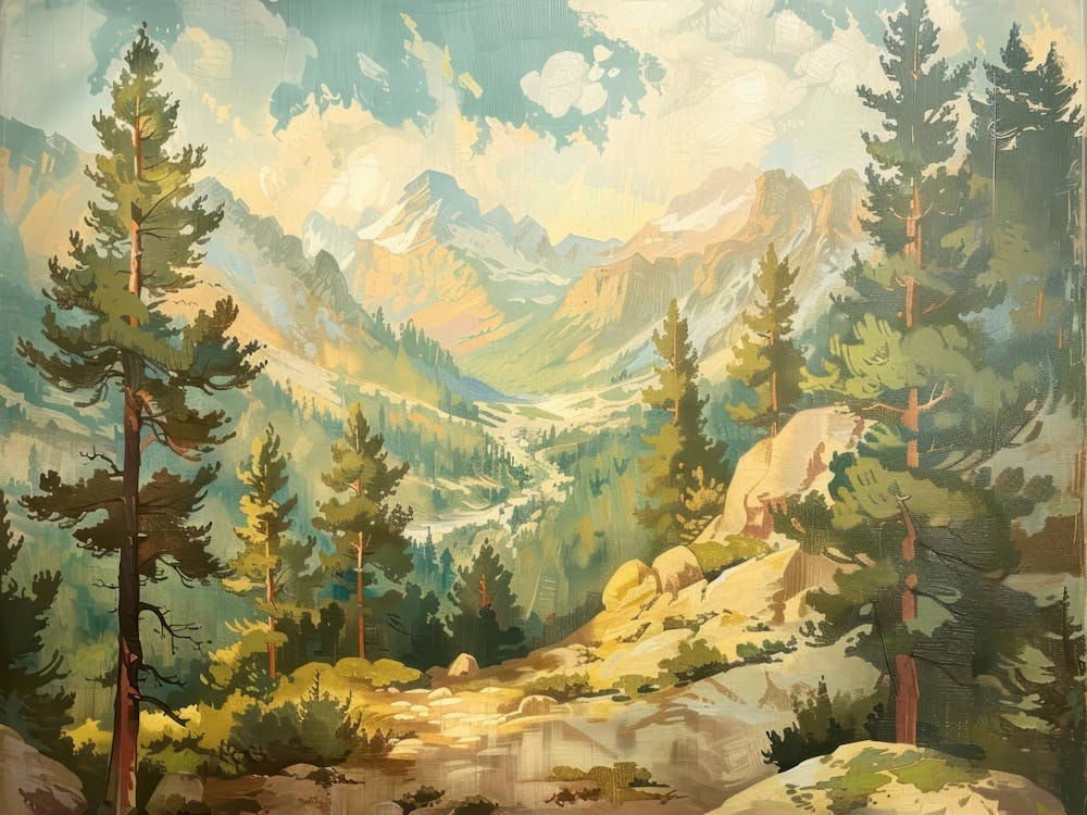 Vintage Wooded Pines 8