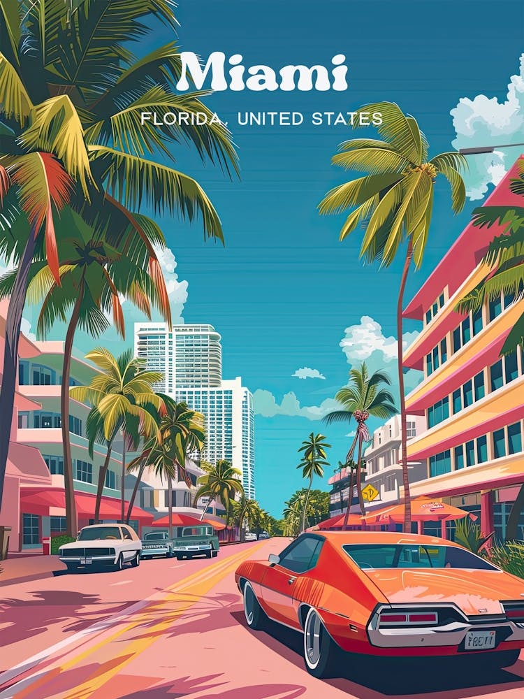 Miami Florida Vacation Travel Art