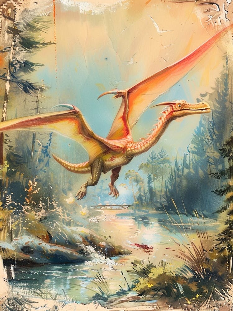 Flying Dinosaur Storybook Illustration