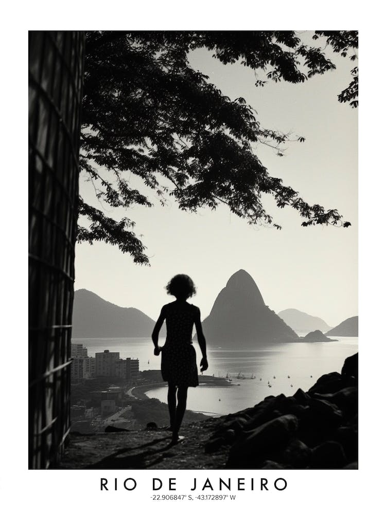 Poster Of Rio De Janeiro, Black And White Analogue Photograph 3