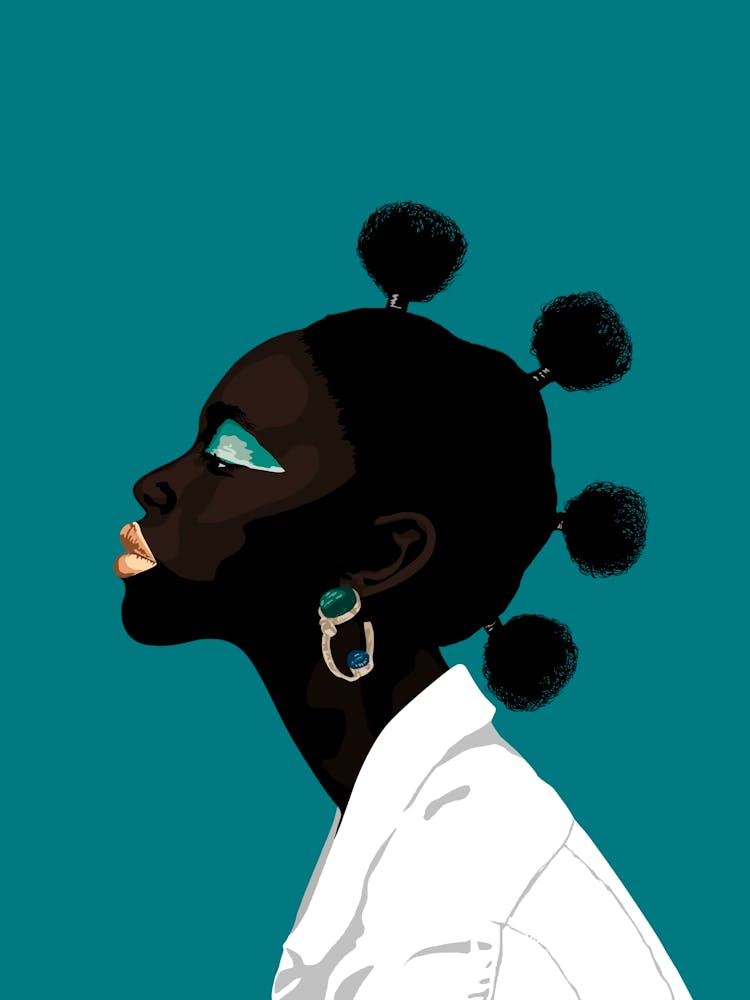 Fashionable Girl with Buns