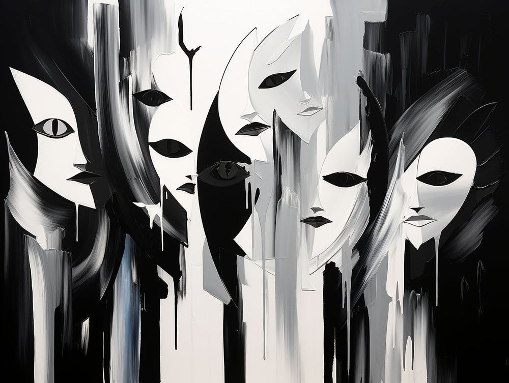 Spectrum Of Emotions Abstract Black And White 7