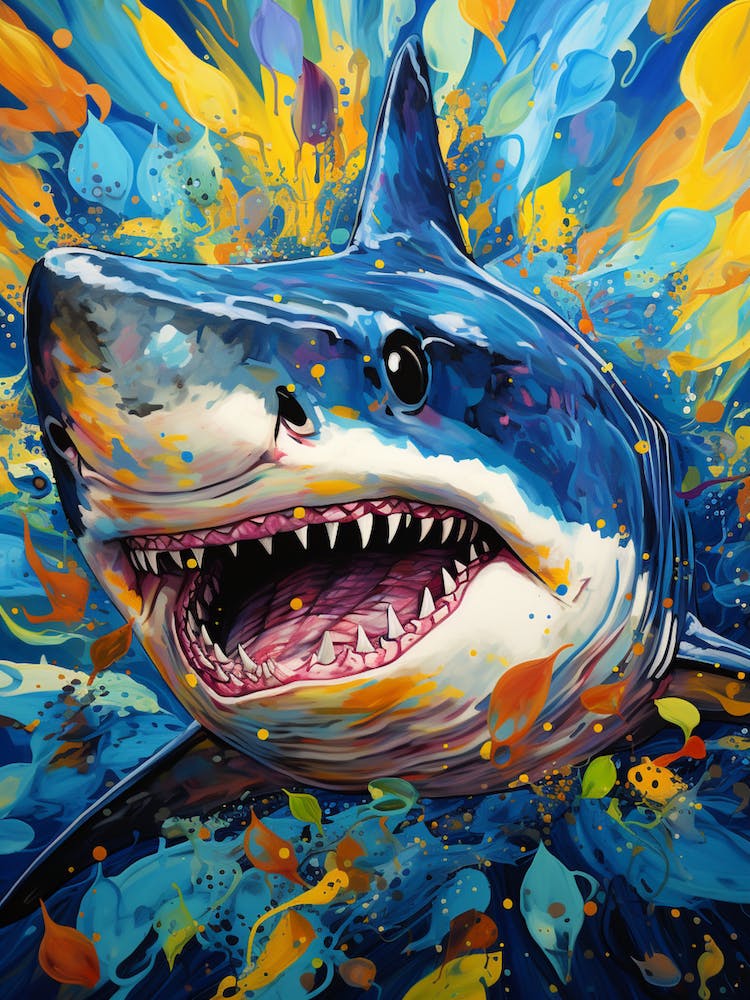  A Blue Shark Vibrant Paint Splash 1