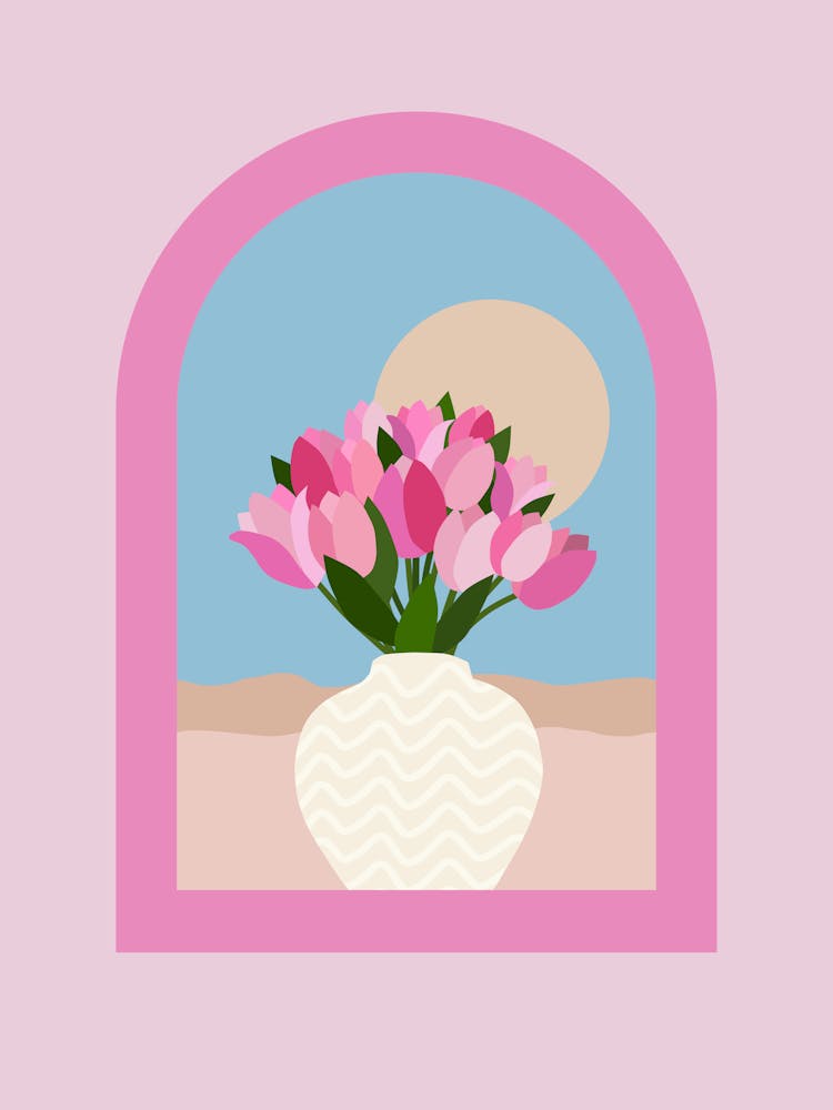 Tulips In A Vase - Pink Floral