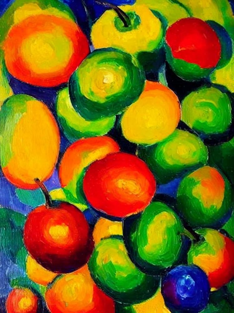 Pepino Dulce Fruit Vibrant Matisse Inspired Painting Fruit