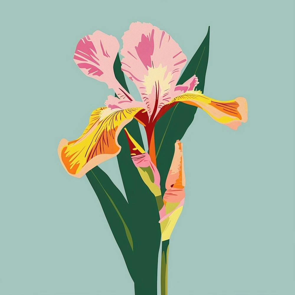 Iris 2 Square Flower Illustration
