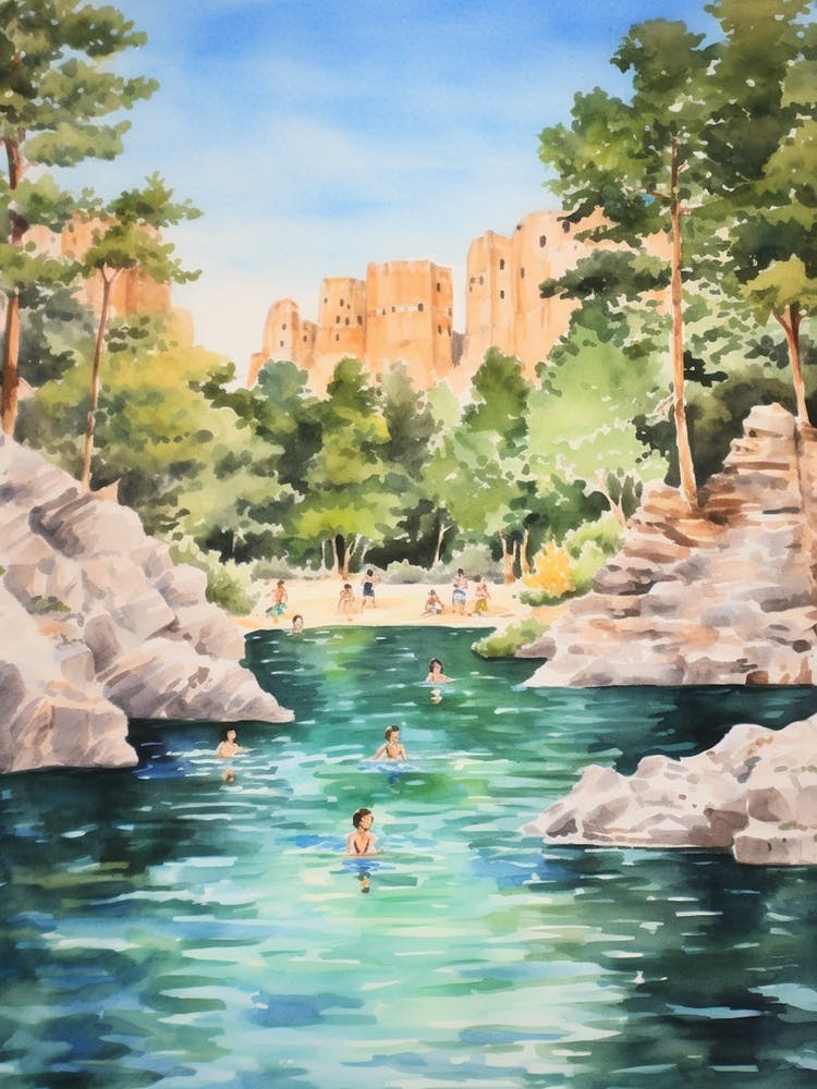Swimming In Corsica France 4 Watercolour