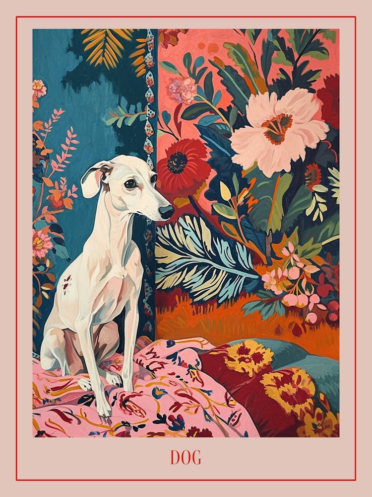 Floral Animal Painting Dog 2 Poster