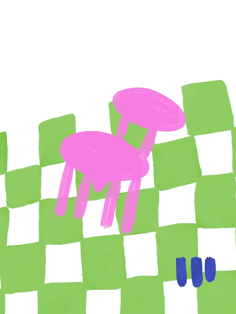 Checkered Green Pink Chair
