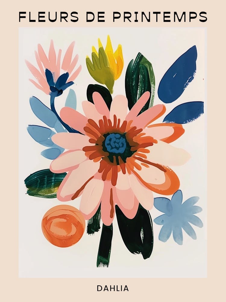 Spring Floral French Poster  Dahlia 2