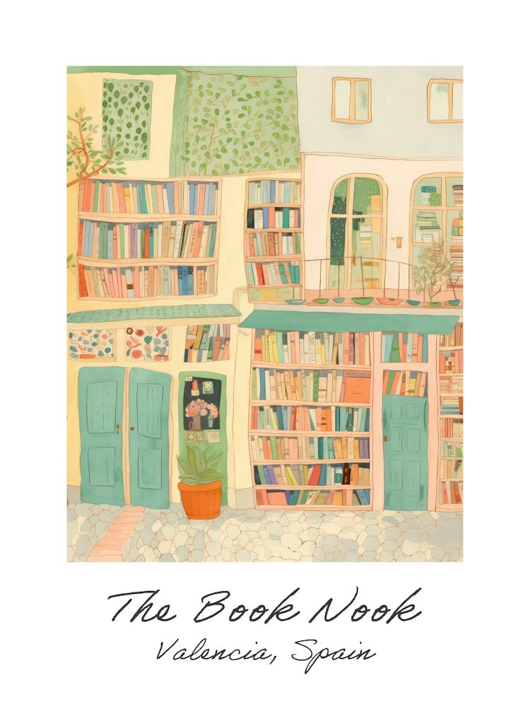 Valencia, Spanien The Book Nook Pastellfarben 3 Poster