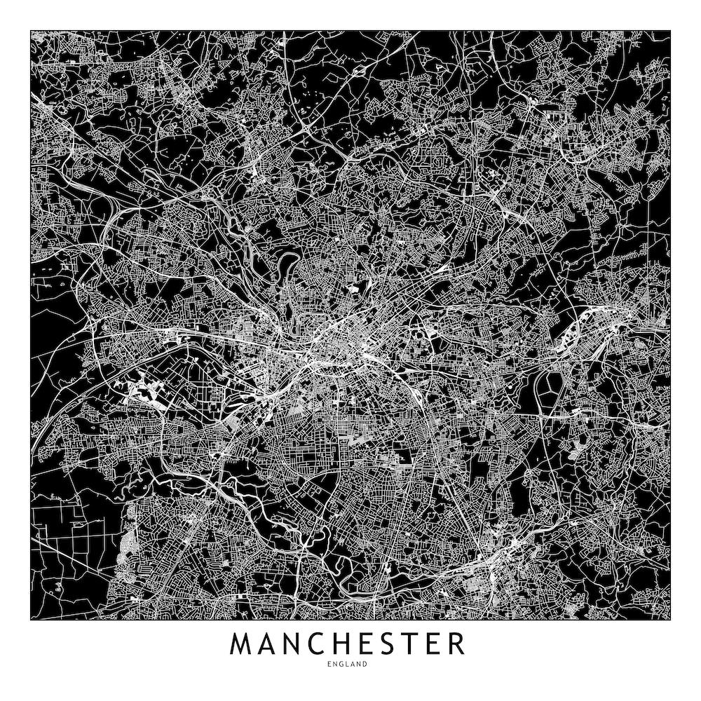 Manchester Black And White Map Square
