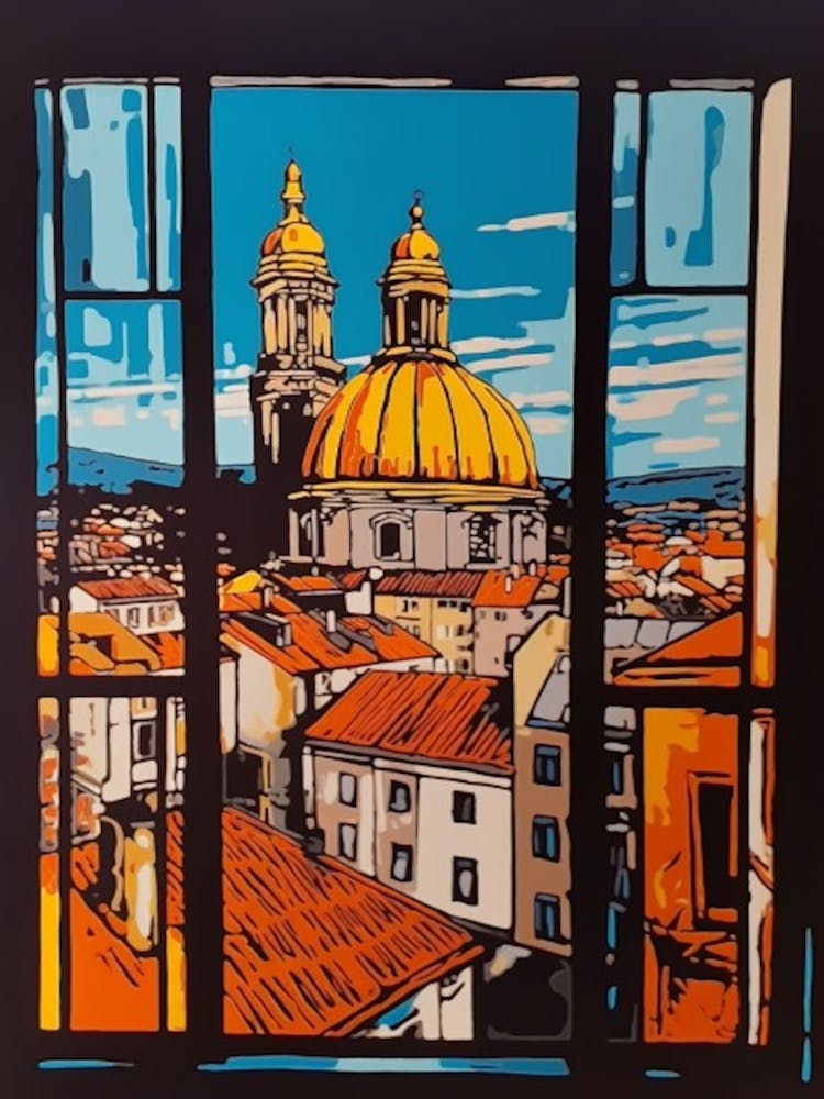 Window View Of Budapest Hungary In The Style Of Pop Art 4