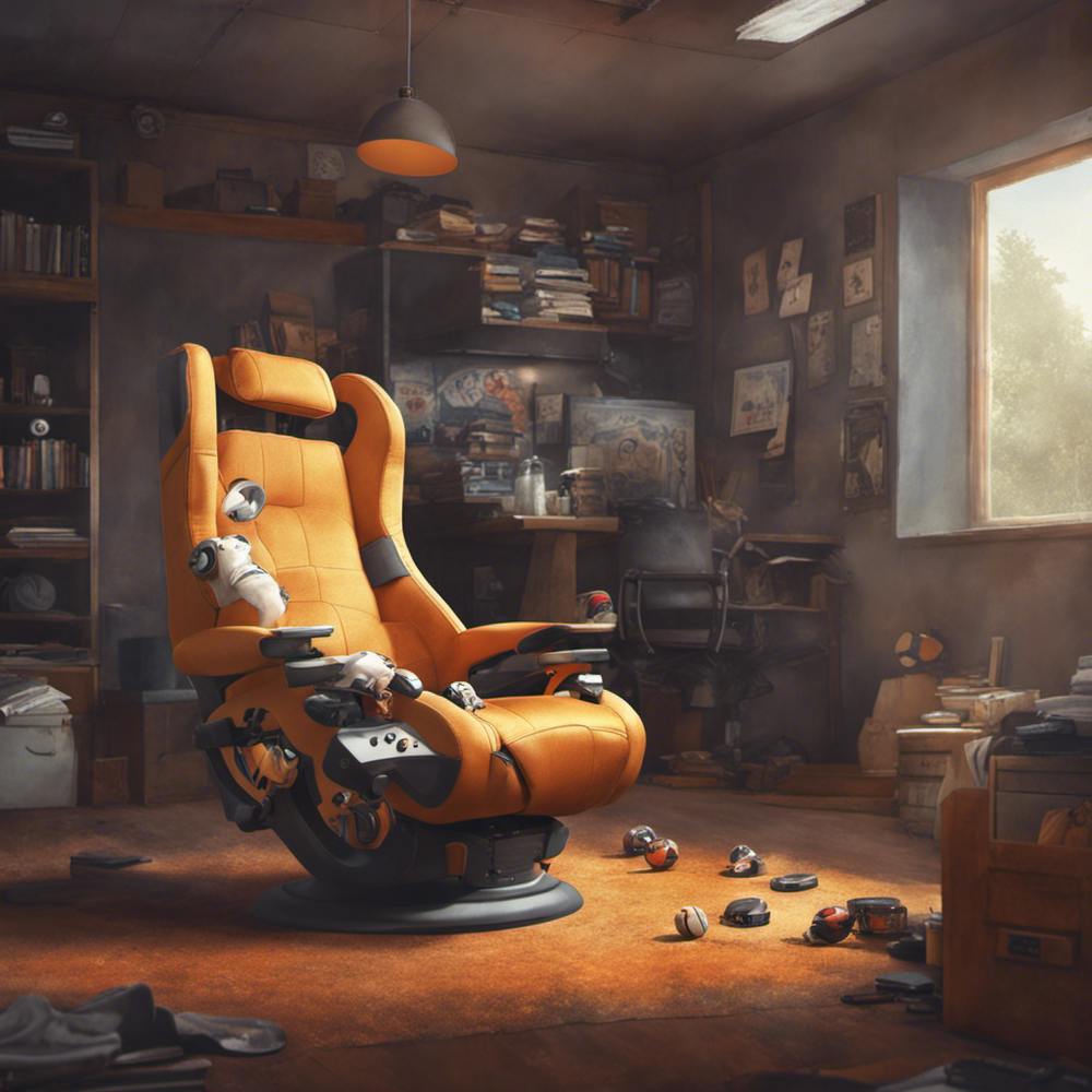 Video gaming chair in a room