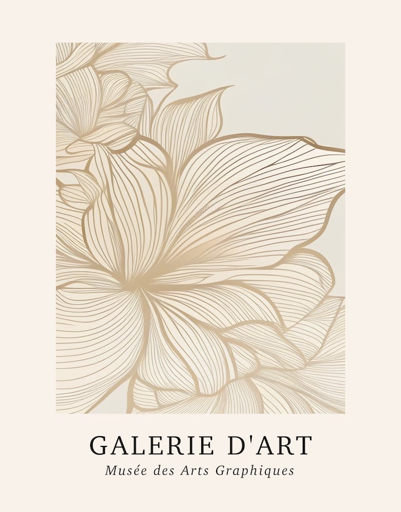 Galerie D'Art Abstract Abstract Beige Floral 3