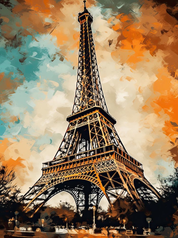 Eiffel Tower Paris France Sketch Drawing Style 7