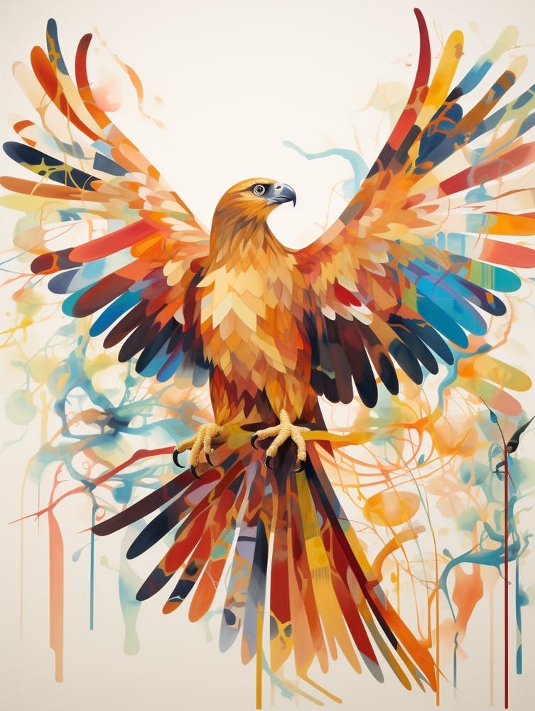Bird Painting Collage Golden Eagle 2