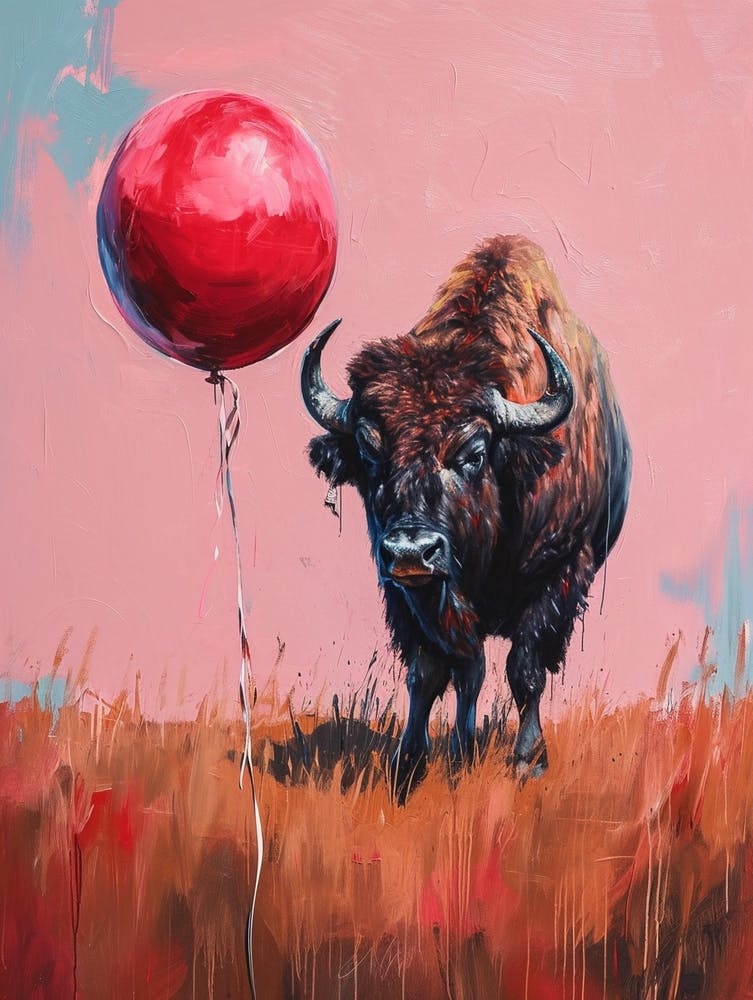 Cute Buffalo 2 With Balloon