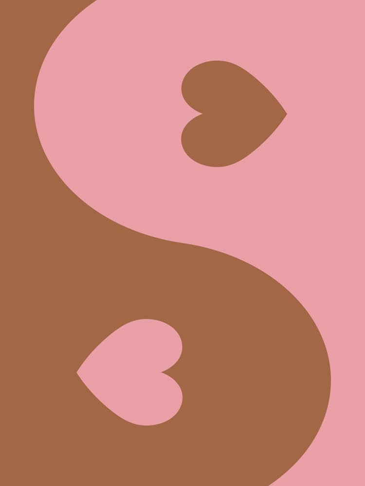 Yin And Yang Heart Pink Poster