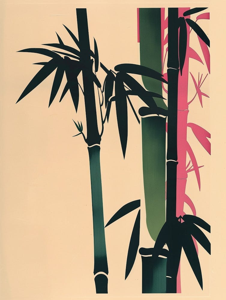 Bamboo Tree Colourful Illustration 1