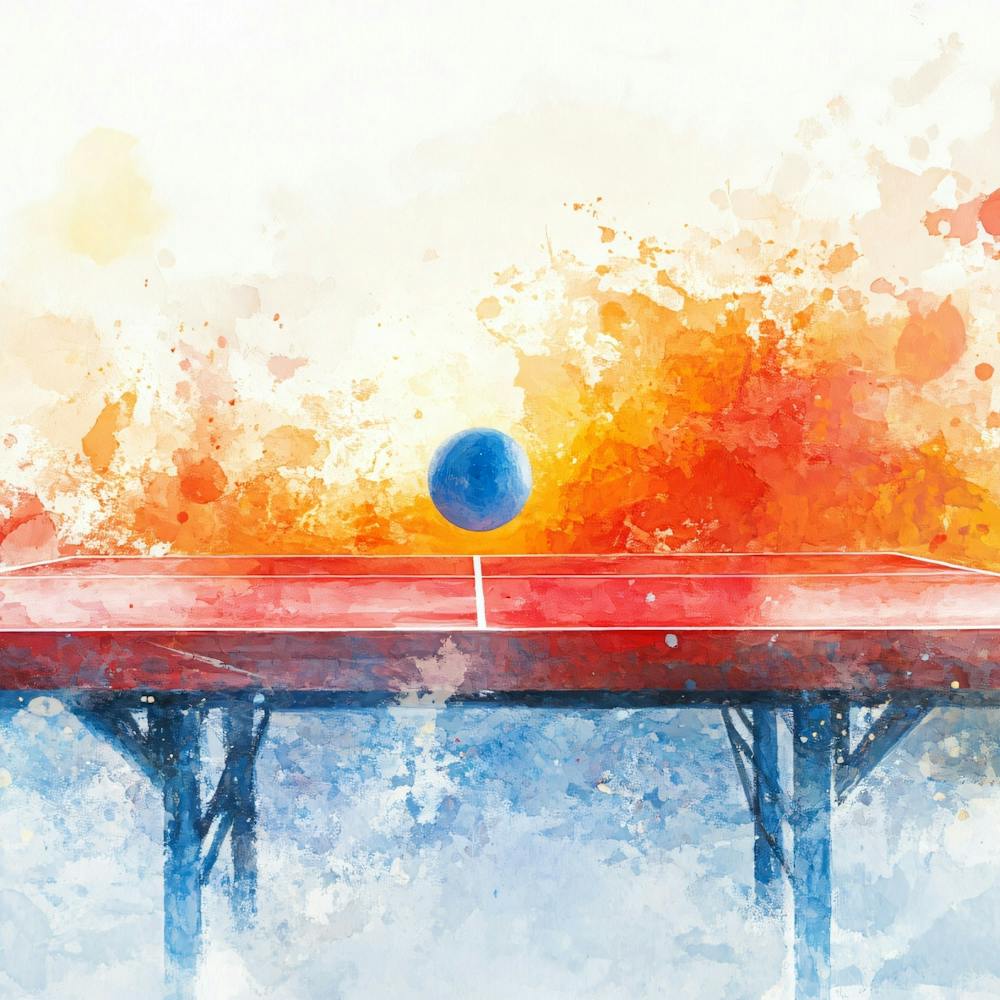 Ping Pong Table Watercolor Illustration