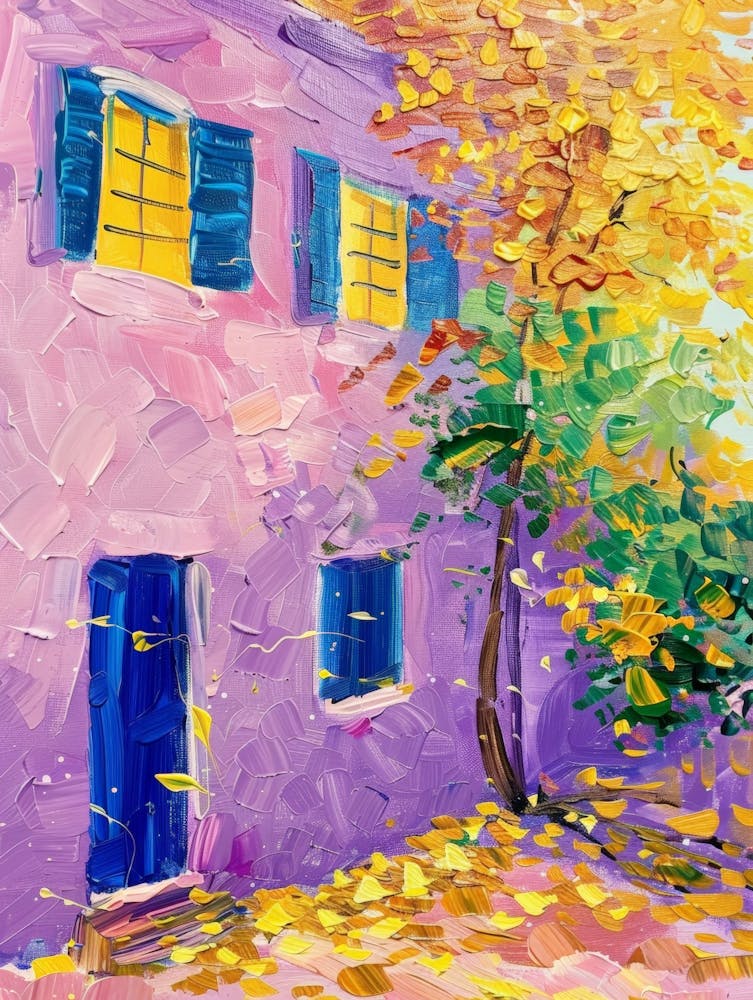 Purple House In Autumn