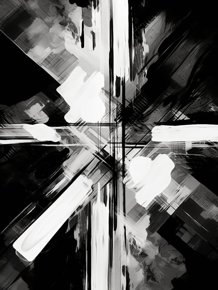 Intersection Abstract Black And White 8