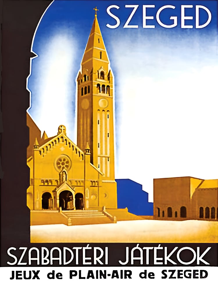 Szeged, Hungary, Vintage Travel Poster