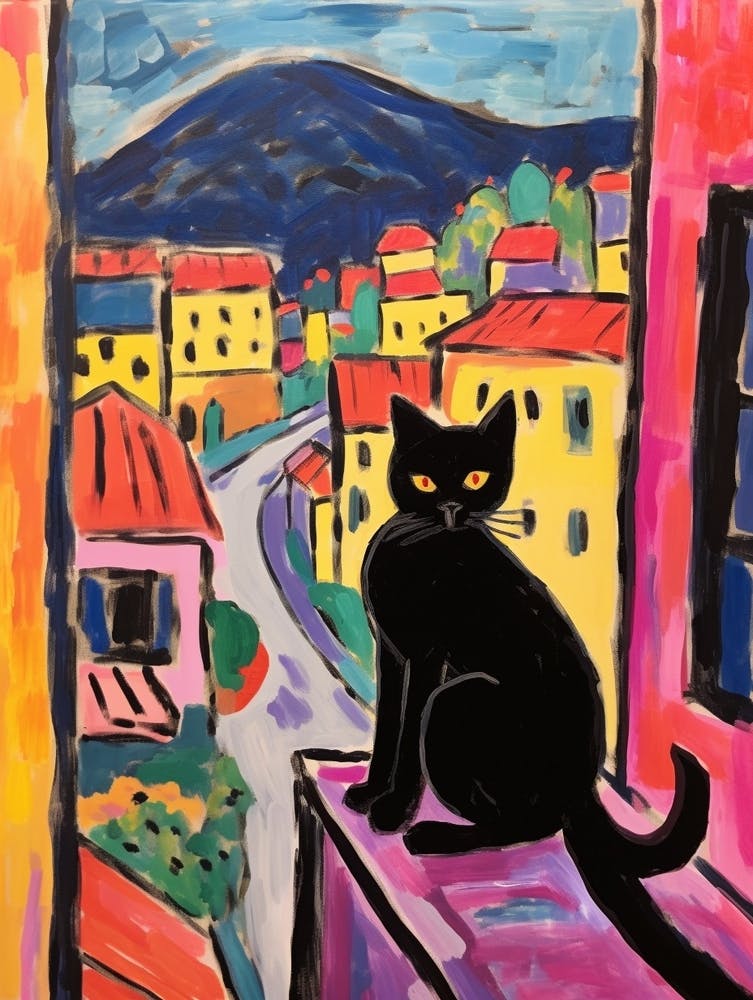 Painting Of A Cat In Perugia Italy 2