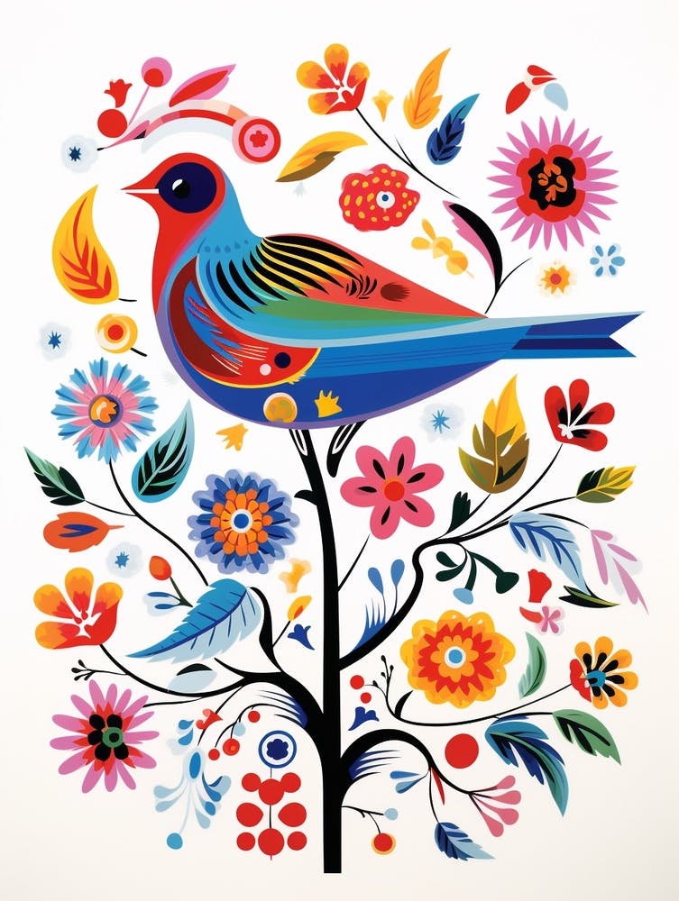 Scandinavian Bird Illustration Finch 2