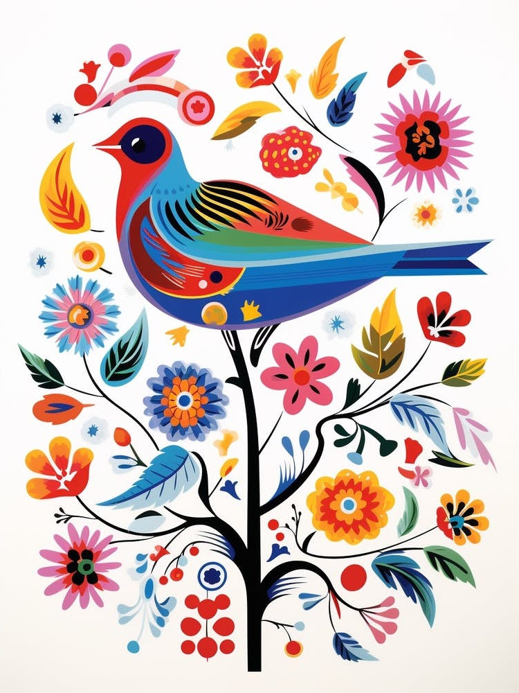 Scandinavian Bird Illustration Finch 2