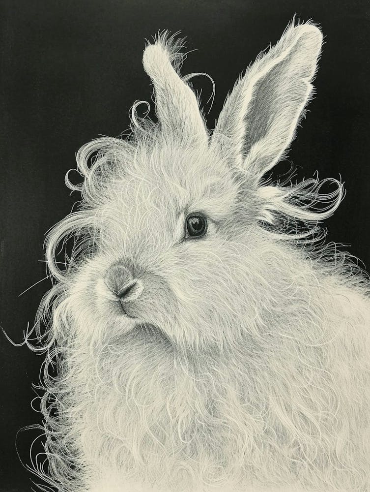English Angora Rabbit Minimalist Illustration 1