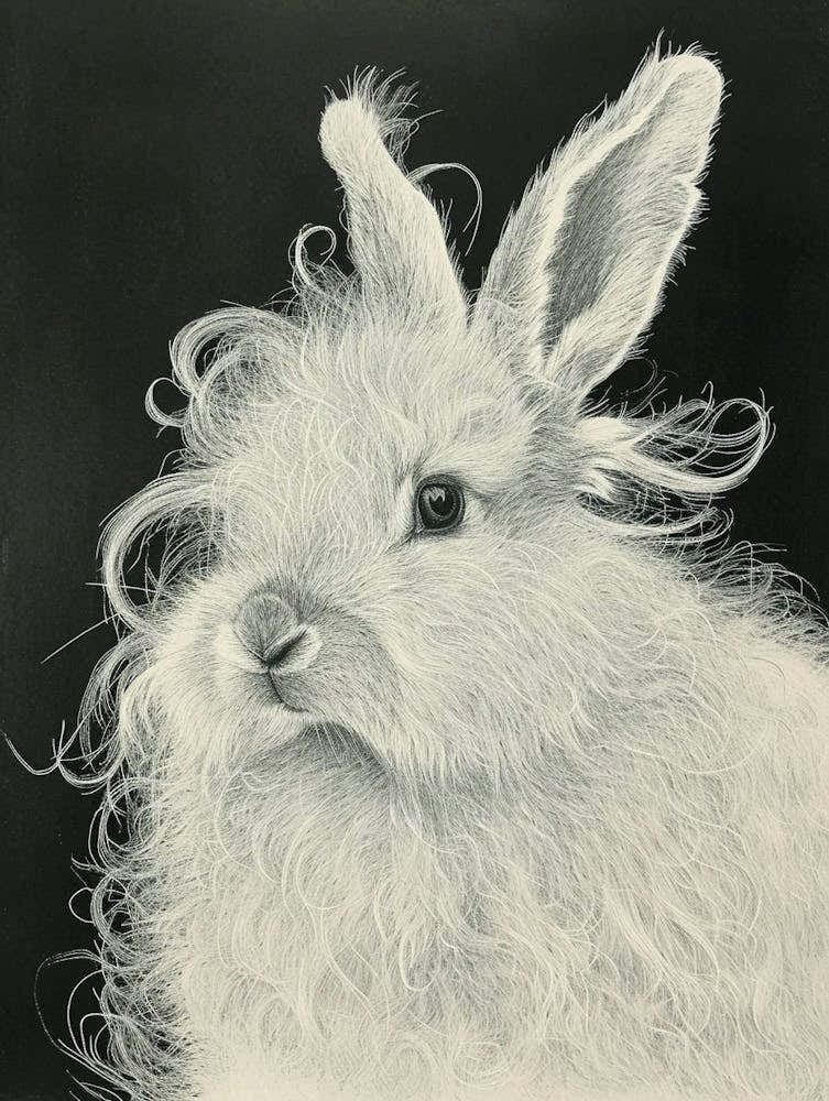 English Angora Rabbit Minimalist Illustration 1