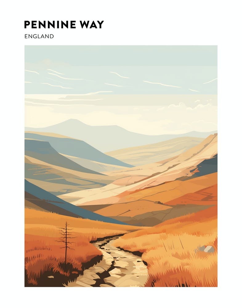 Pennine Way England 1 Hiking Trail Landscape Poster