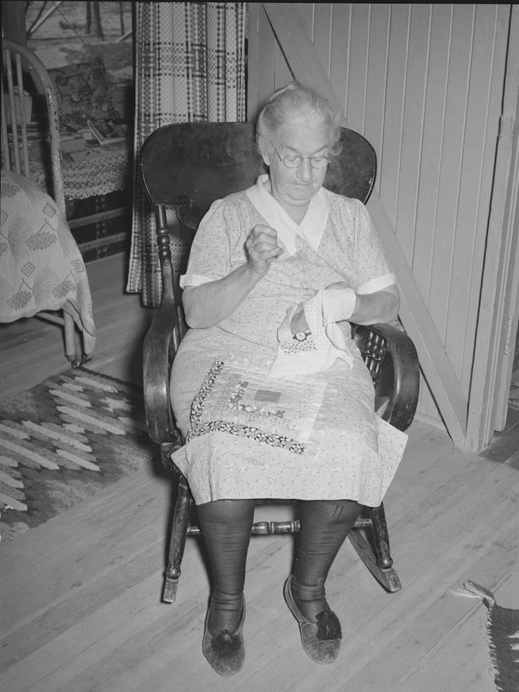 Mother Of Tenant Purchase Client Piecing A Quilt, Maricopa County, Arizona By Russell Lee