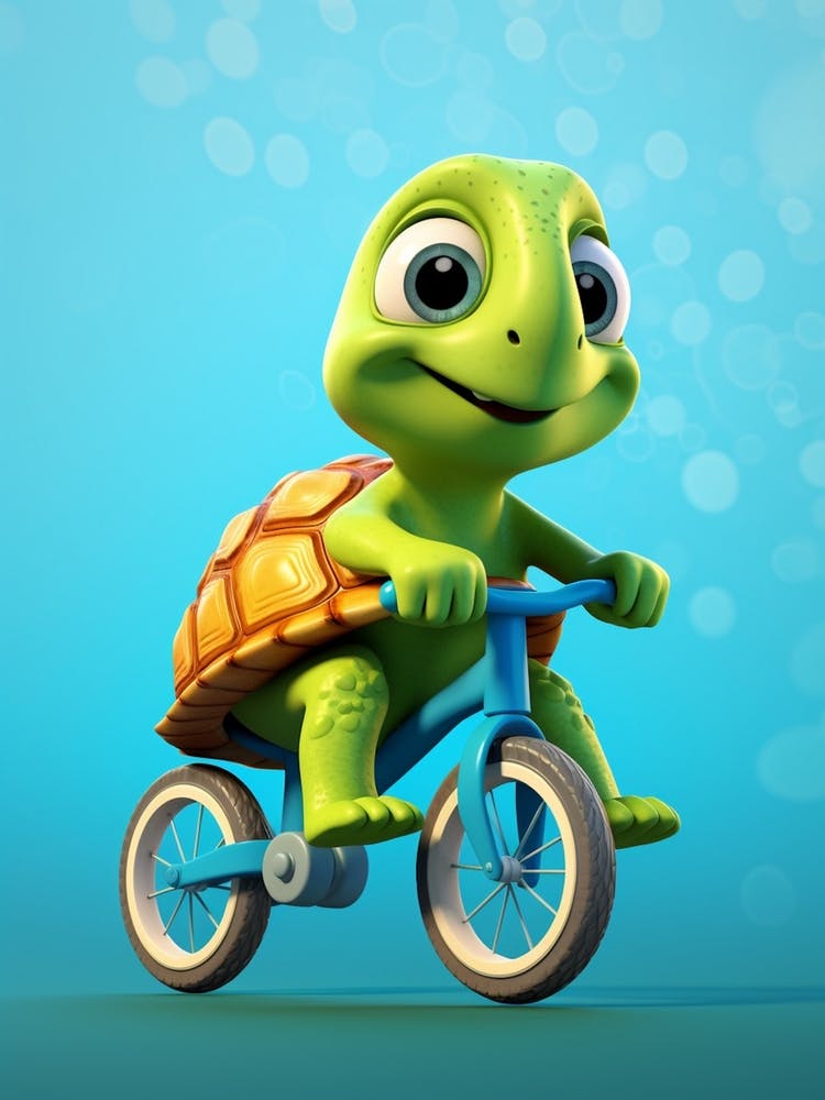 Animated Turtle Riding A Bike